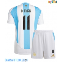 Camisa de time de futebol Argentina Angel Di Maria #11 Replicas 1º Equipamento Infantil Copa America 2024 Manga Curta (+ Calças curtas)